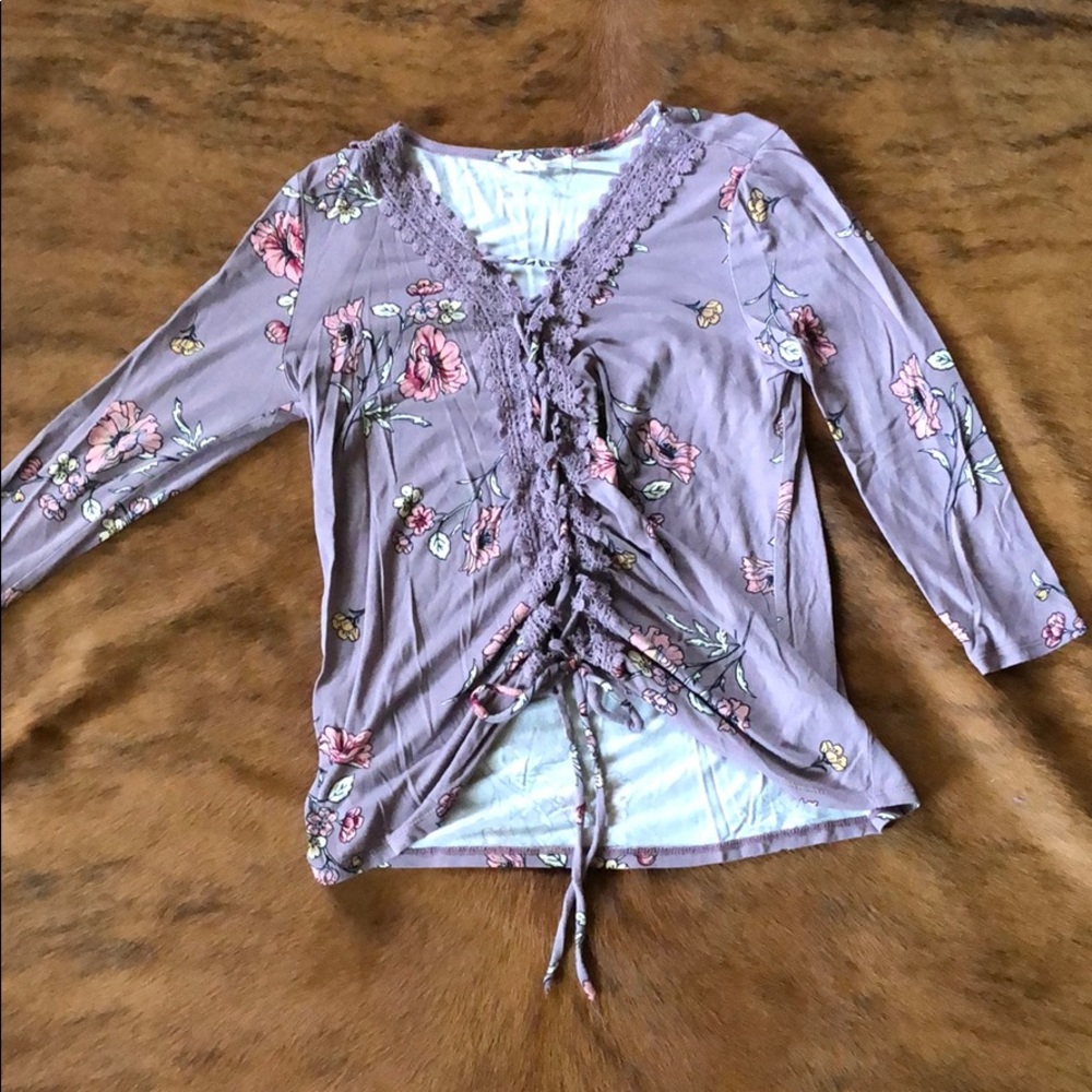 Floral cinch up blouse